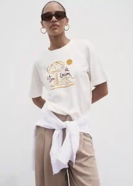 Camiseta Ete-W Off White Talla M Mujer Mango