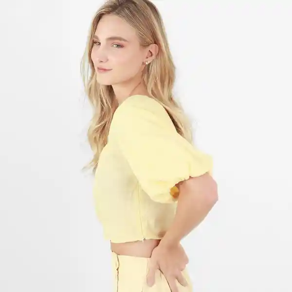Blusa Cuello u Manga al Codo Amarillo Talla M 713191