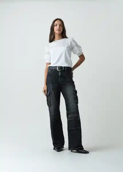 Camiseta Mujer Crudo Puro Claro Talla M 502G075 Naf Naf