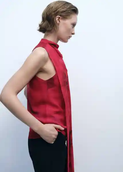 Blusa Amapola Rojo Talla M Mujer Mango
