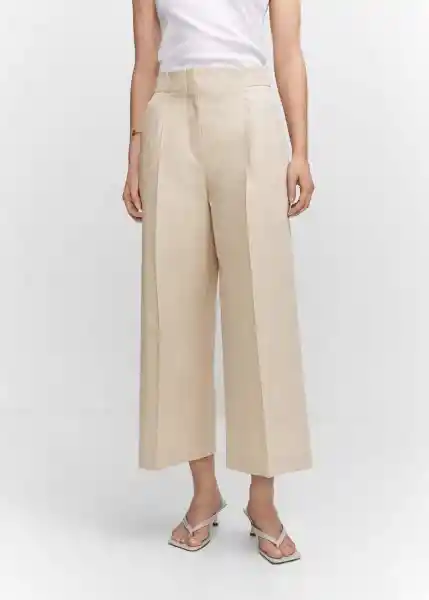 Pantalón Pope Beige Talla 32 Mujer Mango