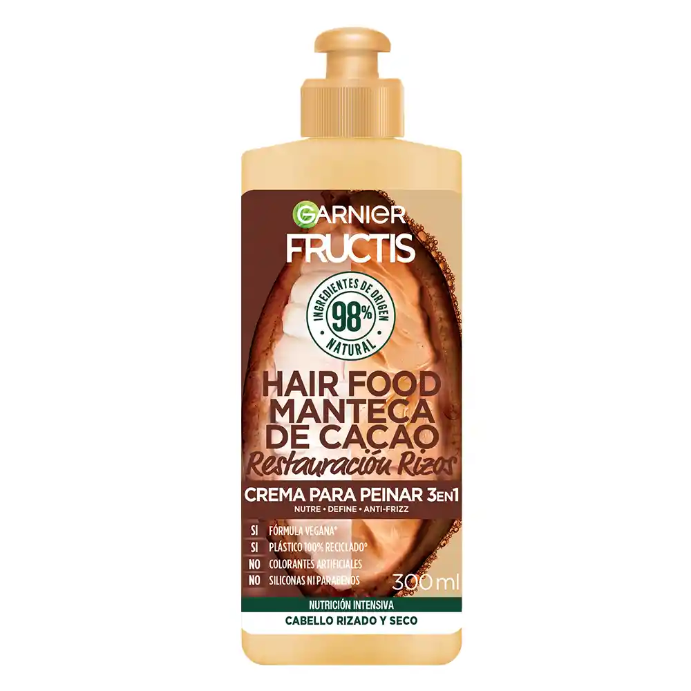 Crema Para Peinar Hair Foof Garnier Cacao Rizos 300 mL