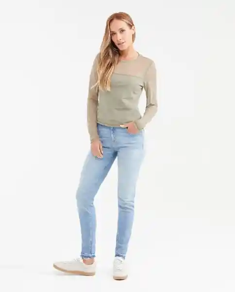 Camiseta Longsleeve Mesh Top Verde Cerro Oscuro L Chevignon