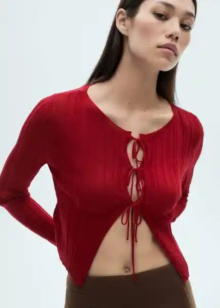 Abrigo Cardigan Oporta Rojo Talla L Mujer Mango