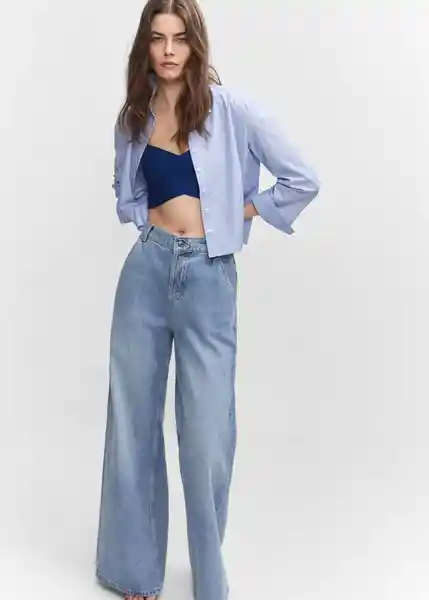 Top Eva Azul Talla L Mujer Mango
