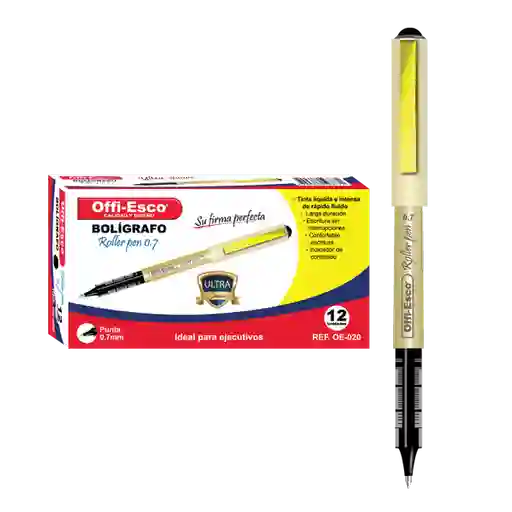 Offi-Esco Bolígrafo Roller 0.7 Tinta Liquida Negro OE-020