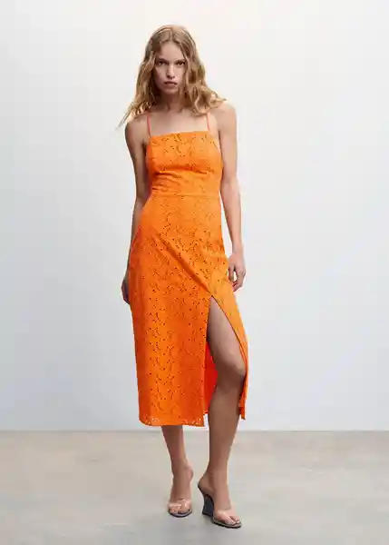 Vestido Mentha Naranja Talla S Mujer Mango