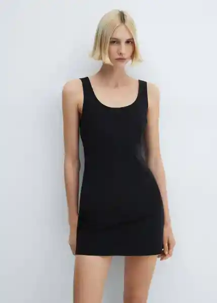 Vestido Bengala Negro Talla XS Mujer Mango