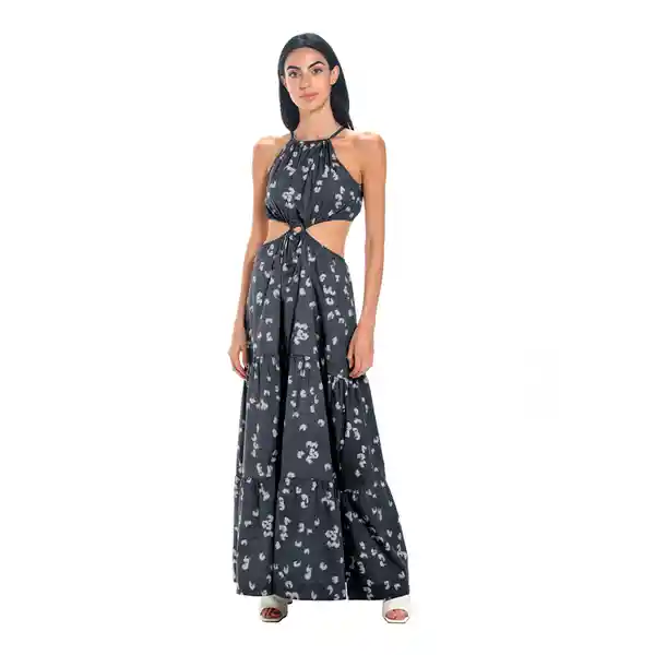 Vestido Dalia Estampado Liso Negro Talla S