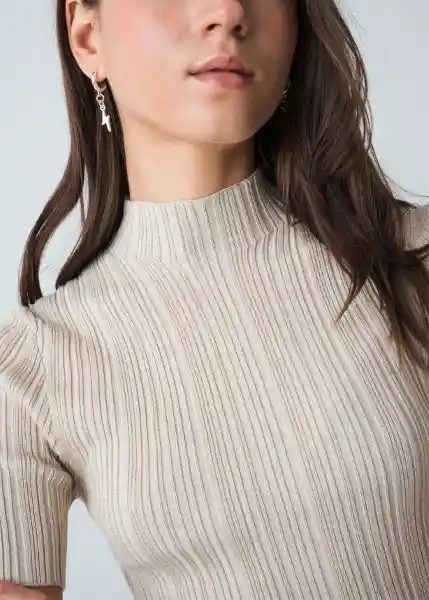 Suéter Tejido Mujer Beige Escarcha Claro Talla M 483G089 Naf Naf