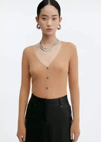 Cárdigan Rodina Camel Talla S Mujer Mango