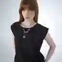 Blusa Manga Rodada Escote Redondo Negro M Fuera de Serie