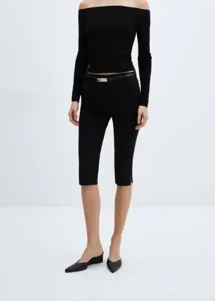 Pantalón Piccola Negro Talla 38 Mujer Mango