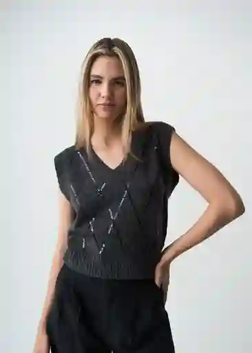 Chaleco Tejido Mujer Gris Husky Claro Talla L 483G012 Naf Naf