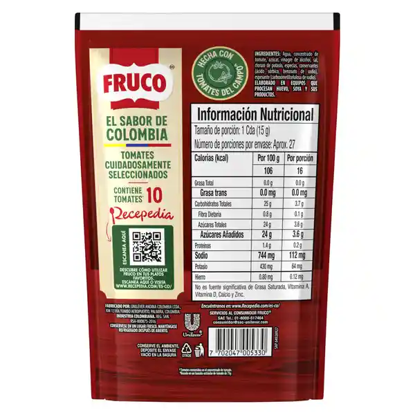 Salsa de Tomate Fruco Doypack 400 g