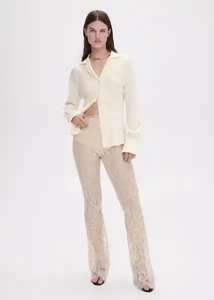 Pantalón Picasso Beige Talla 38 Mujer Mango