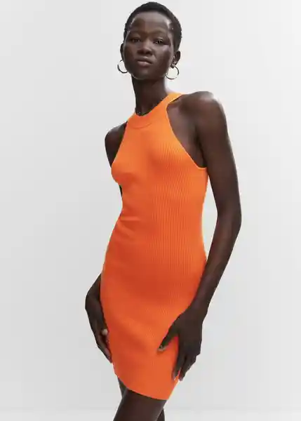 Vestido Lopez Naranja Talla 18 Mujer Mango