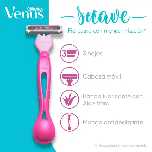 GILLETTE Venus Suave Cuchilla de Afeitar Mujer Depilación Coporal al Ras Máquina de Afeitar Mujer 4 Uds