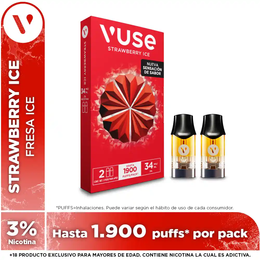 Capsulas Vuse Strawberry Ice 34Mg Paquetex2Und