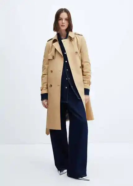 Abrigo Trench Polana Mujer Piedra Talla 18 Mango