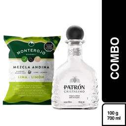 Combo Patrón Tequila Cristalino + Monte Rojo Mezcla Andina Lima Limón 100 g