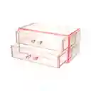 Miniso Organizador de Plástico Para Joyas Dos Capas Rosa Small