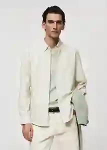 Camisa Oxford Verde Talla L Hombre Mango
