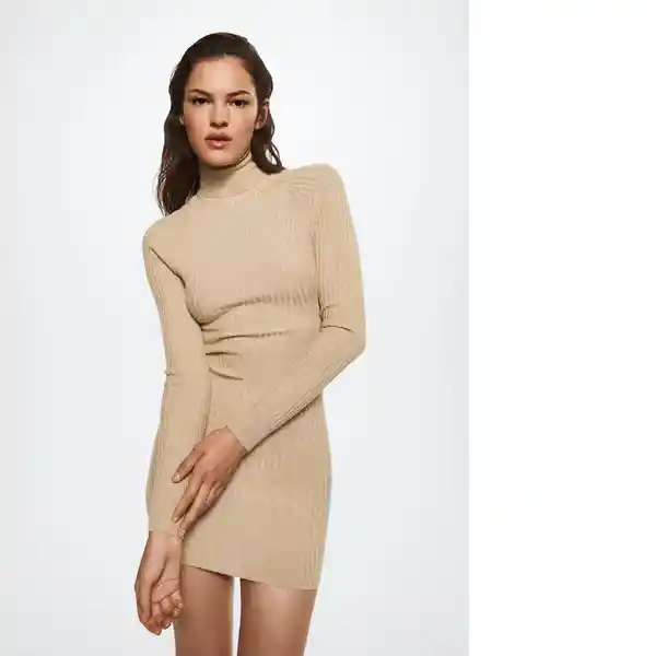 Vestido Goletas Arena Talla L Mujer Mango