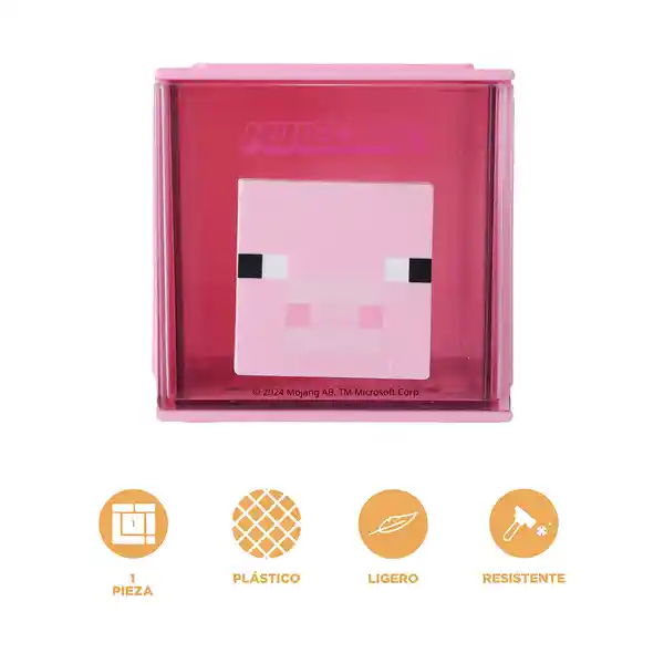 Caja Almacenamiento Pequeña Cerdito Serie Minecraft Rosa Miniso