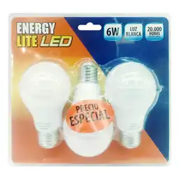 Energylite Pack Bombillo Led Bulbo 6W Luz Blanca 20000H