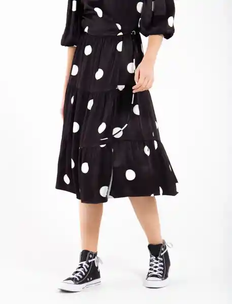 Vestido Midi De Puntos Negro Estampado Talla S Mujer Naf Naf