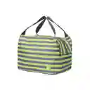 Lonchera Rayas Verde y Gris Miniso