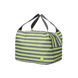 Lonchera Rayas Verde y Gris Miniso