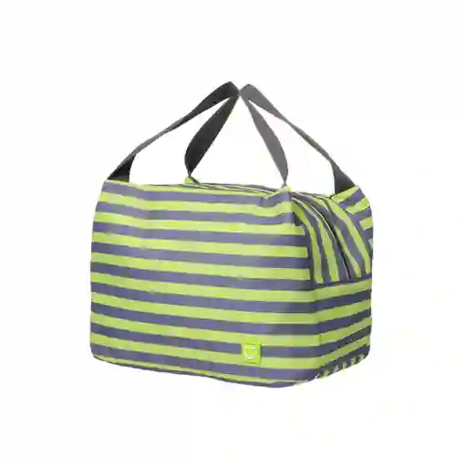 Lonchera Rayas Verde y Gris Miniso