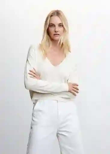 Jersey Crayon2 Blanco Talla M Mujer Mango