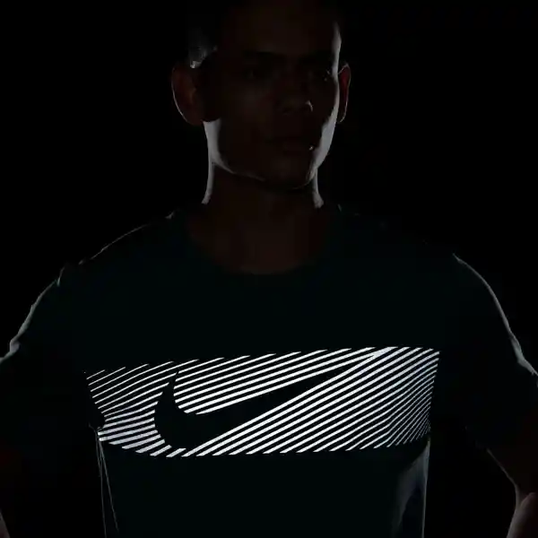 Nike Camiseta M Flash Miler Top Para Hombre Verde Talla L