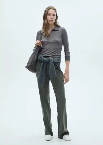 Camisa Polo Elvis Gris Talla L Mujer Mango