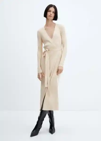 Vestido Flare Beige Talla S Mujer Mango