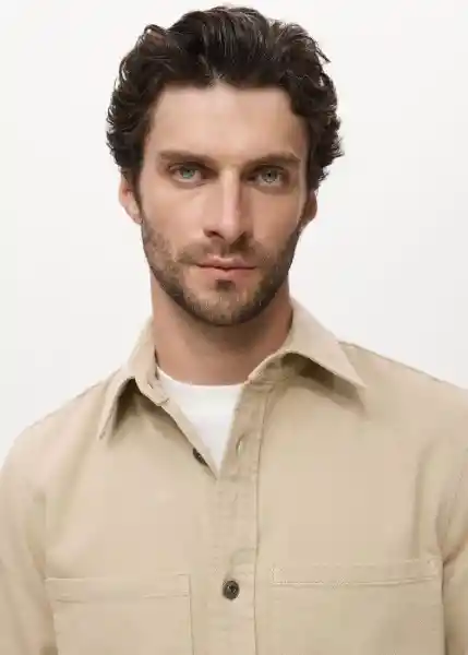 Sobrecamisa Jazz Beige Talla M Hombre Mango