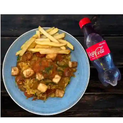 Arroz Costeño + Papas y Bebida