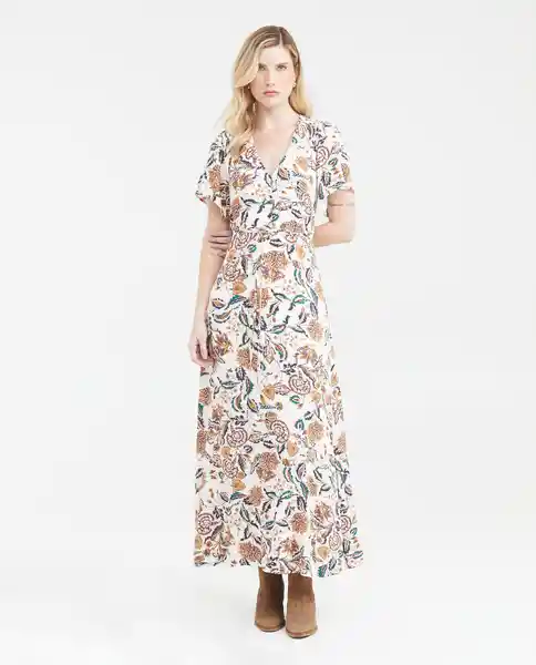 Vestido Flower Maxi Dress Crudo Porcelana Claro XS Chevignon