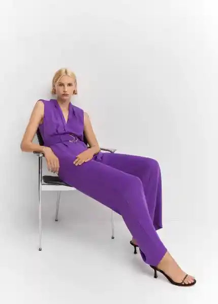 Enterizo Mono Atena Morado Talla 28 Mujer Mango