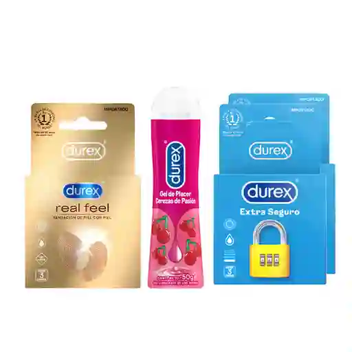 Combo Durex Condón Real Feel + Durex Gel Lubricante / Cereza