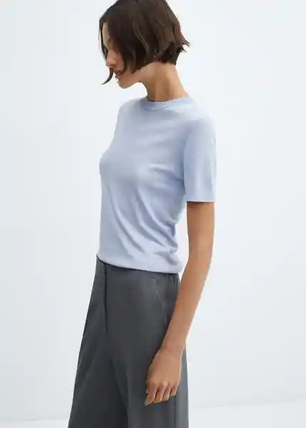 Jersey Basic Celeste Talla L Mujer Mango