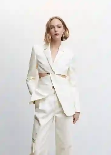 Blazer Americana Carlotta Crudo Talla L Mujer Mango