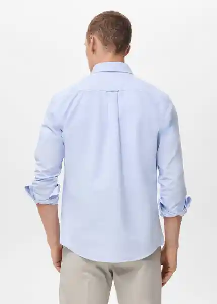 Camisa Oxford Celeste Talla M Hombre Mango
