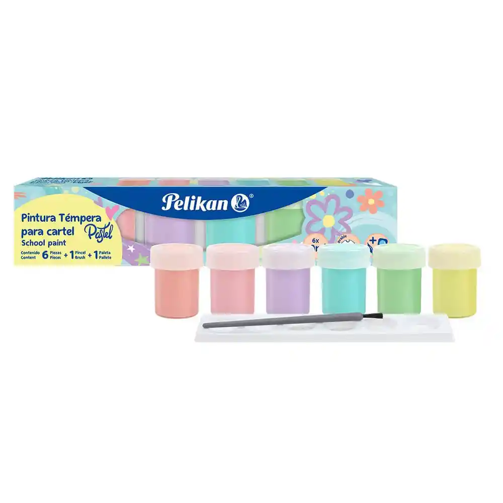 Tempera Escolar Pastel Pelikan X 6 Unidades