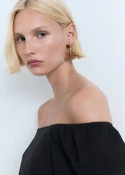 Blusa Kimolos Negro Talla XL Mujer Mango