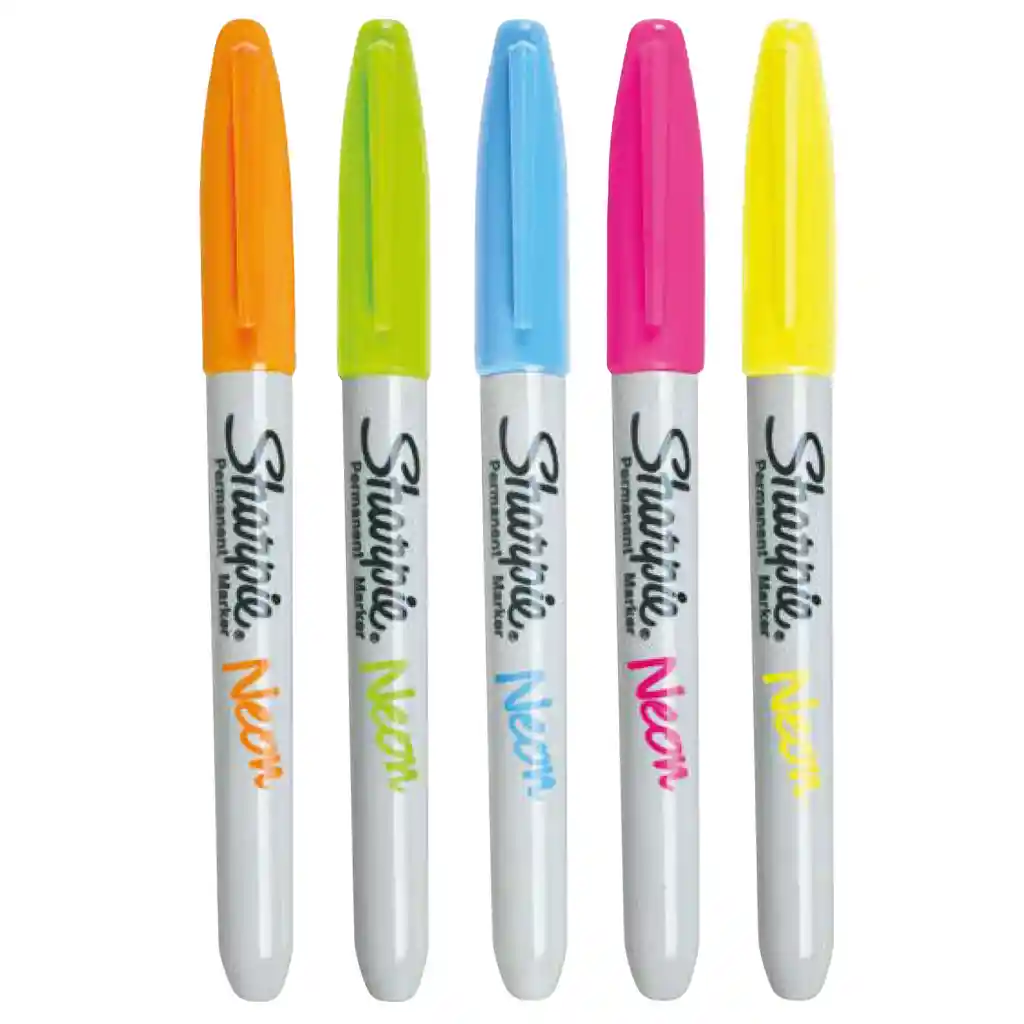 Marcador Permanente Fino Sharpie Neon X 5 Unidades