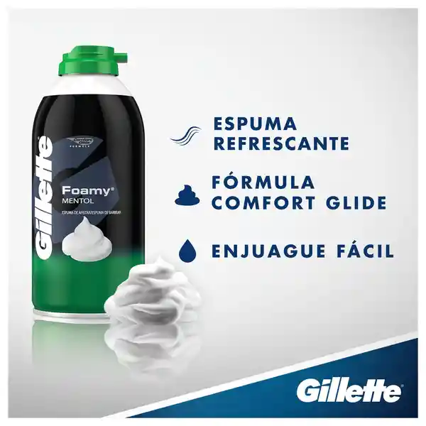 Gillette Foamy Mentol Espuma de Afeitar Refrescante, 179 ml